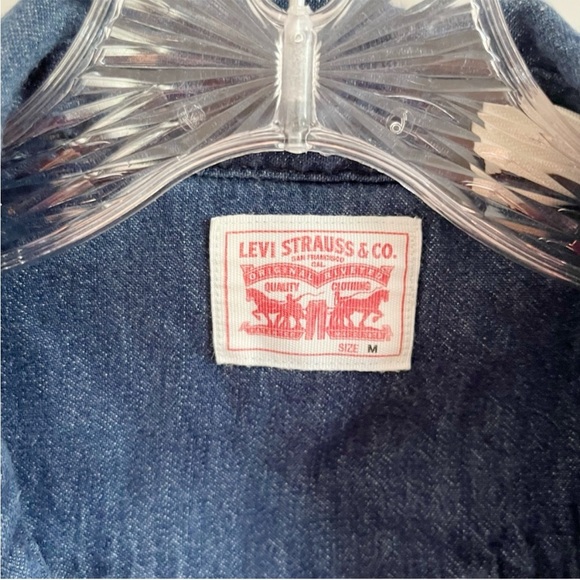 Levi's Larissa western shirt blue denim short sleeves dark wash snaps - Picture 5 of 8